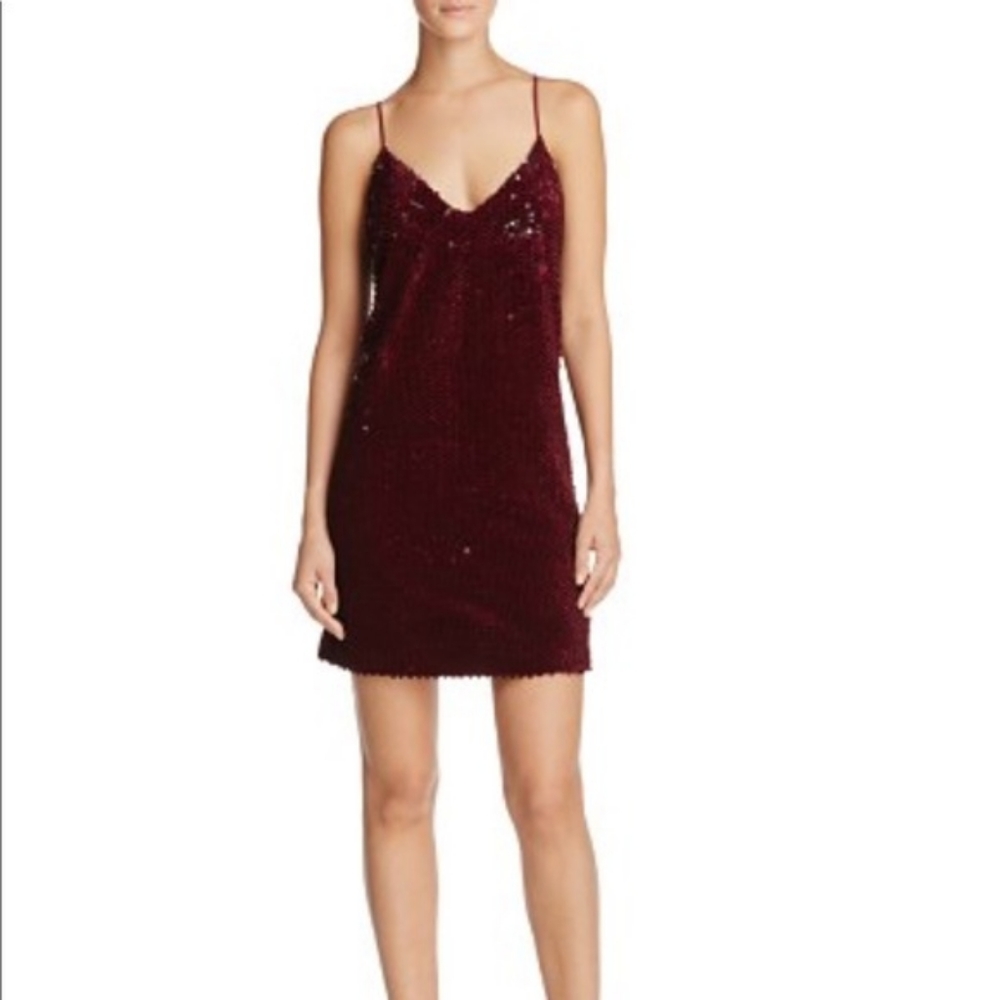 DO+BE Maroon Sequin Velvet Slip Dress